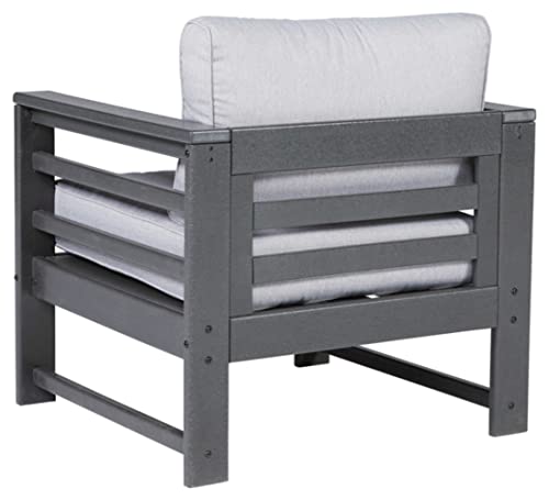 Signature Design by Ashley Outdoor Amora HDPE Patio Lounge Chair 2 Count Grey