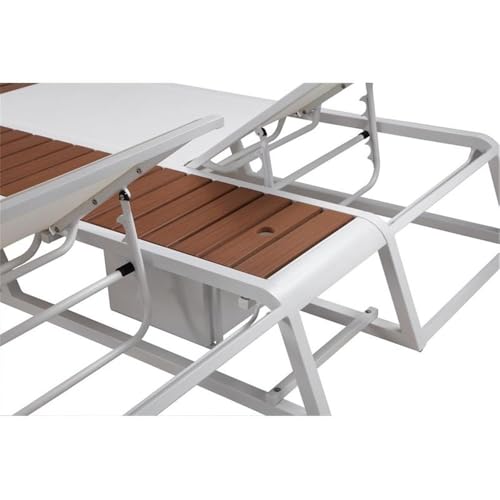 Pemberly Row Modern Aluminum Outdoor Daybed with Umbrella Hole White