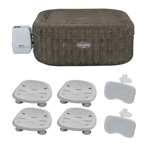 Bestway SaluSpa AirJet Inflatable Square Hot Tub 140 Jets with Seats & Headrests Brown