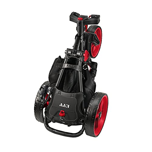 KVV 3 Wheel 360 Rotating Front Wheel Foldable/Collapsible Golf Push Cart Red/Black