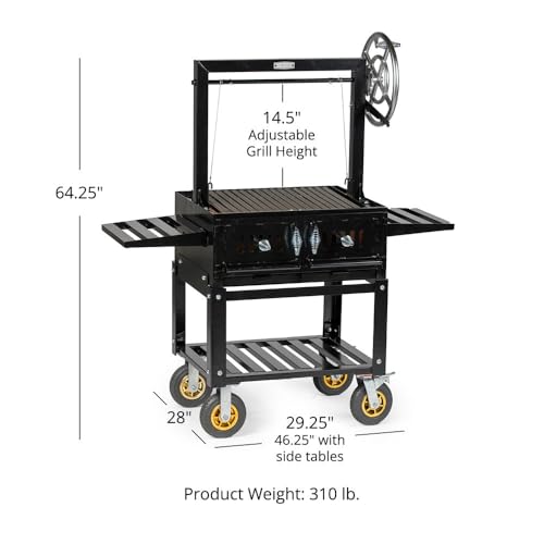 TITAN GREAT OUTDOORS Ash & Ember Santa Maria Grill with Adjustable Grate Height, Ceramic Brick Lining, V-Grates & Grease Trap