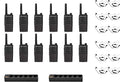 SR-Moto RMM2050 VHF 2 Watt 5 Channel MURS Radio with Surveillance Headset and Multi Unit Charger 12 Pack
