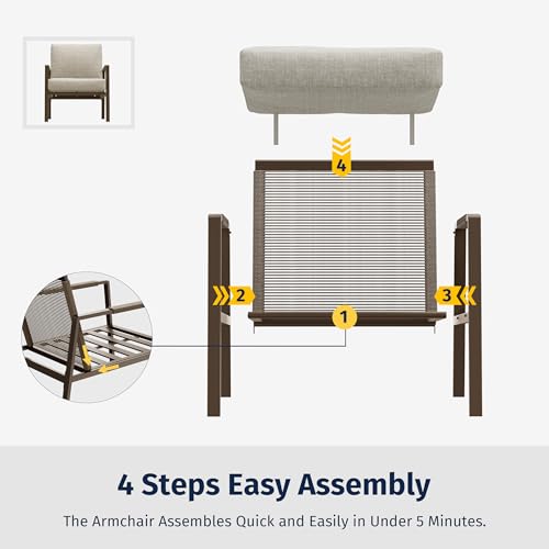 EAST OAK 4-Piece Patio Furniture Set Waterproof with Thick Cushions Apricot