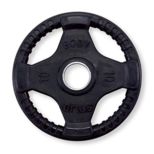 Body-Solid Quad Grip Design Rubber Plate Olympic Weight Plates 255lbs Set Black