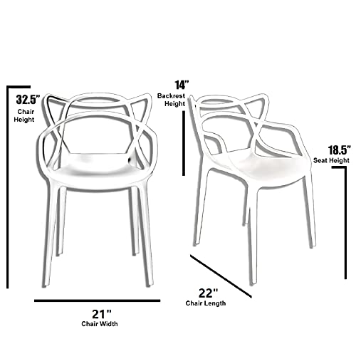 2xhome Set of 6 White Modern Dining Room Chairs
