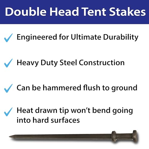 Moose Supply Double Head Heavy Duty Steel Tent Stakes 3/4 x 36 Inch 100-Pack