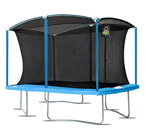 Moxie Girlz Rectangle Trampoline 8x12 FT with Safety Net Cyan Blue
