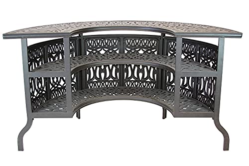 PatioLand Elizabeth 5pc Outdoor Patio Party Bar Set Cast Aluminum Walnut