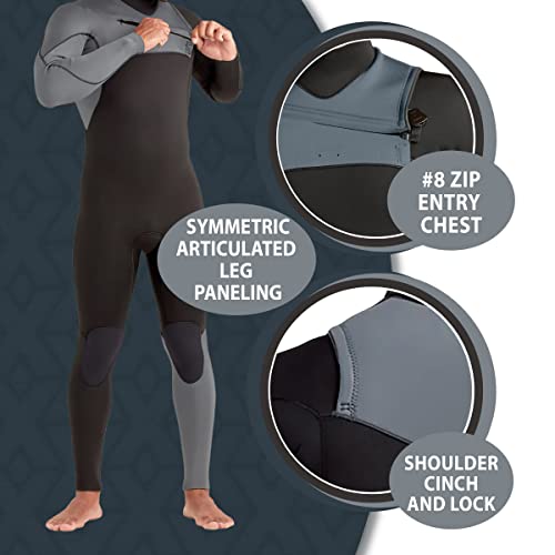 Body Glove Men's Variant 4/3MM Long Sleeve Chest-Zip Full Wetsuit Grey/Black