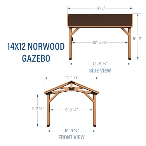 Backyard Discovery Norwood 14' x 12' Cedar Wood Outdoor Gazebo Pavilion Light Brown