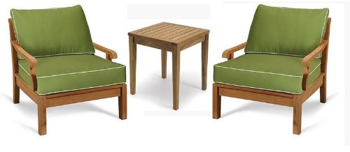 WholesaleTeak Luxurious 4 Piece Teak Sofa Chair Set - 2 Lounge Chairs, Ottoman & Side Table - Sack Collection