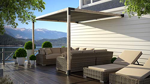 TOJAGRID Wall Mount Pergola Kit with Shade Sail for 4x4 Wood Posts 12x12 Black