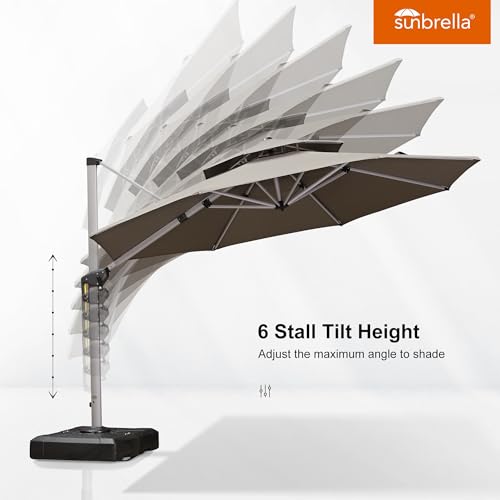 PURPLE LEAF 11 Feet Double Top Deluxe Round Patio Umbrella Offset Hanging Cantilever Spectrum Graphite