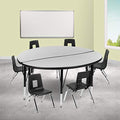 Flash Furniture Emmy Circle Wave Activity Table Set with Student Stack Chairs Grey