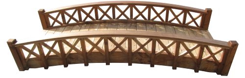 SamsGazebos Swan Wood Garden Bridge with Cross Halved Lattice Railings 8' Brown
