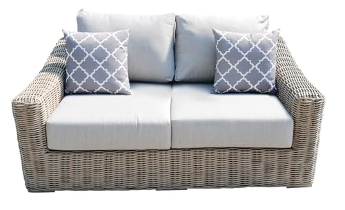 Teva Furniture Tulum Two-Tone Loveseat Beige Silver Cushions