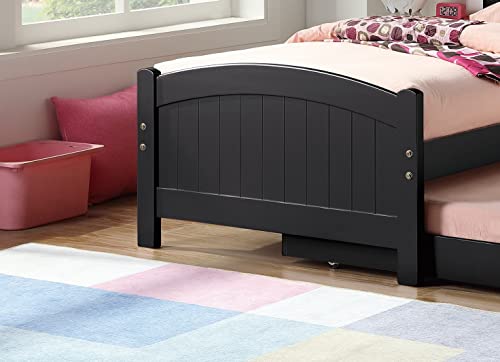 Kaimei Twin Size Bed with Trundle Black Pine Plywood Frame