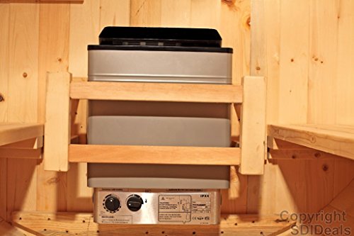 None 6-Foot Canadian Outdoor Pine Wood 4-Person Barrel Sauna Wet/Dry SPA with 9KW Electric Heater and Lava Rocks
