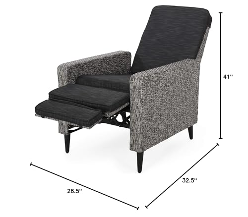 Christopher Knight Home Murdock Outdoor Recliner with Cushion Wicker Mixed Black/Dark Gray Set of 2