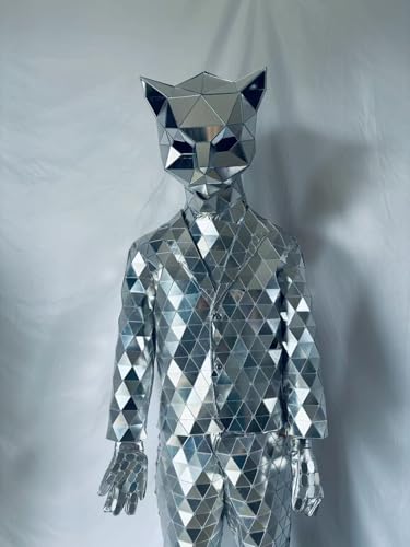 HoHoHuo Silver Mirror Man Costume Medium