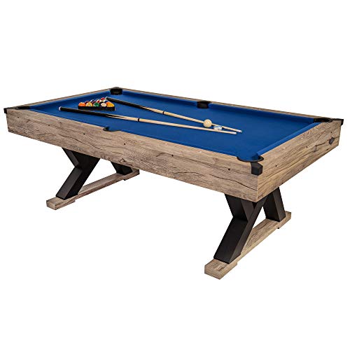 American Legend Kirkwood 84” Billiard Table Rustic Blond Finish Blue