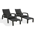 Iwicker Handwoven Rattan Chaise Lounge Chairs Set of 2 Black