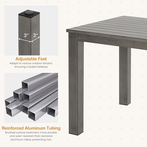 RoyalCraft Aluminum 7-Piece Patio Dining Set with Cushions Grey