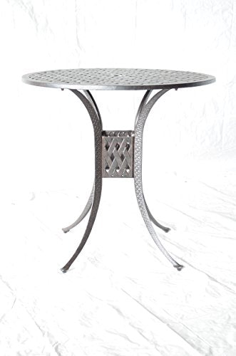 PatioLand Grand Tuscany 5-Piece Outdoor Bar Set 48" Cast Aluminum Dark Bronze Sunbrella Sesame