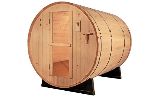 SymbolicSpas Outdoor 4 Person Canadian Pine Barrel Sauna Double Bench