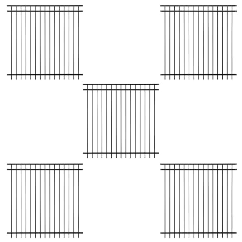 Fencer Wire Heavy Duty Flat Top Fence Barrier Panel 6FT x 6FT Black, Pack of 5