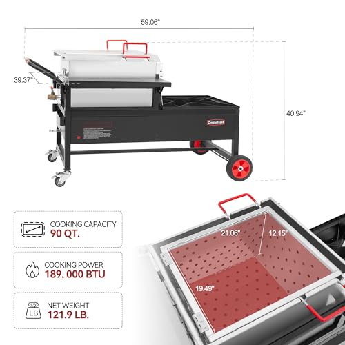 Creole Feast 90 Qt Crawfish Boiler Combo 2-Burner Propane Gas Cooker with Stainless Steel Paddle Silver & Black
