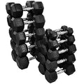 Gronk Fitness Rubber Hex Dumbbell Set - Pairs - 5-50lbs