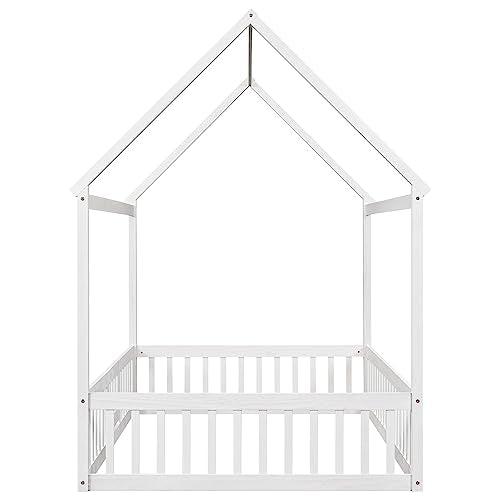 Goohome Full Size Montessori House Bed E-White B