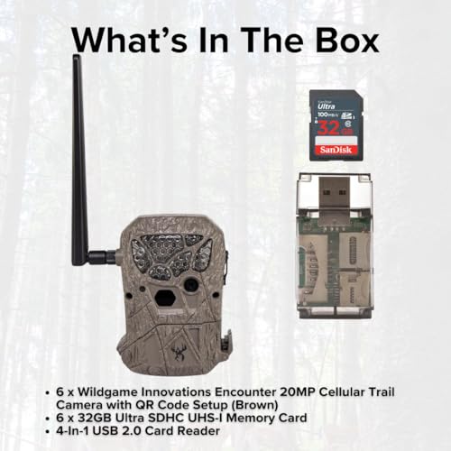 Wildgame Innovations Encounter 20MP Cellular Trail Camera Bundle with 32GB Ultra SDHC Card and 4-in-1 USB Reader