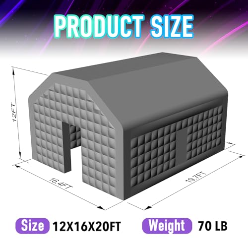OZIS Large White Inflatable Nightclub Disco Cube Tent 20X16.5X12Ft