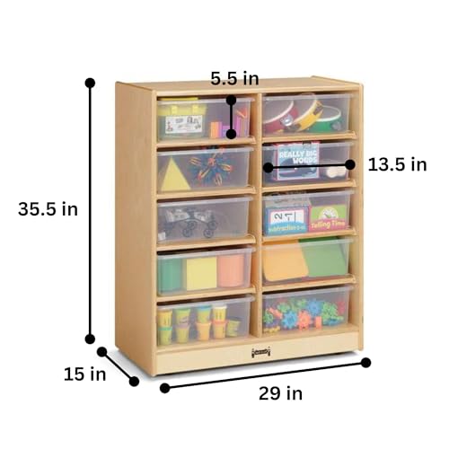 Jonti-Craft 10 Tub Mobile Storage with Clear Tubs Yellow
