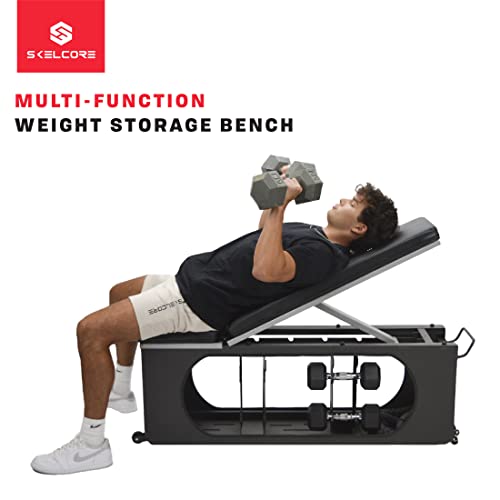 Skelcore Adjustable Storage Weight Bench Black