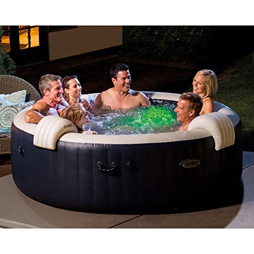 Intex PureSpa Plus 6-Person Portable Inflatable Hot Tub with Filter Cartridges Blue