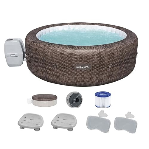 Bestway SaluSpa St Moritz AirJet Hot Tub with Non-Slip Seats & Padded Headrest Pillows Brown