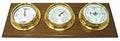 Tabic Brass Tide Clock with Traditional Barometer & Thermometer on English Oak Mount
