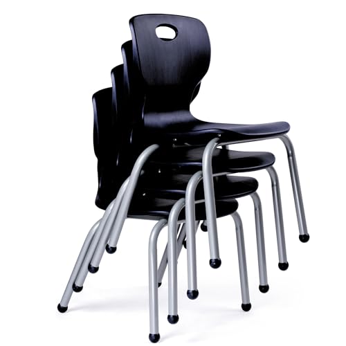 Schooled Adjustable School Chair and Table Set Black Chair Gray Edged Table