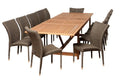 Amazonia Derby 13-Piece Eucalyptus/Wicker Extendable Rectangular Dining Set Eucalyptus