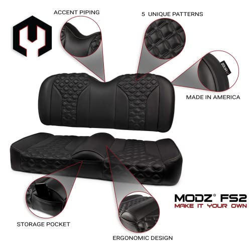 MODZ® FS2 Custom Golf Cart Front Seat for EZGO RXV - [2008-Up] - Black Base - Double Diamond Pattern