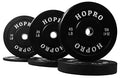 BalanceFrom HoPro Olympic Bumper Plate Weight Plate with Steel Hub, Pairs or Sets, Black Style #2