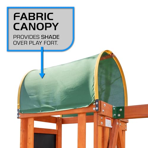 Sportspower TSC North Star Wooden Swing Set with LED Swings and 6ft Slide Brown and Green