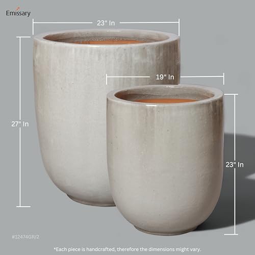 Emissary Gray Stoneware Round Planters Set of 2 24in x 27in