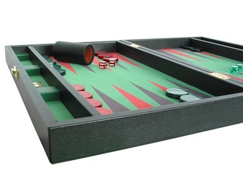 Zaza & Sacci Leather/Microfiber Backgammon Set 20" Black Green