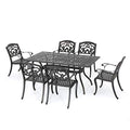 GDF Studio 7 Piece Cast Aluminum Outdoor Dining Set Shiny Copper
