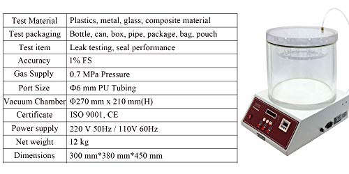 YJINGRUI Vacuum Package Leak Tester for Bottles, Cans, Boxes, and Bags 110V