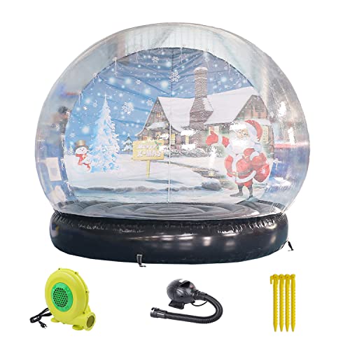 SAYOK Inflatable Christmas Decoration Snow Globe Tent with Blower and Pump, 9.84ft Black Bottom